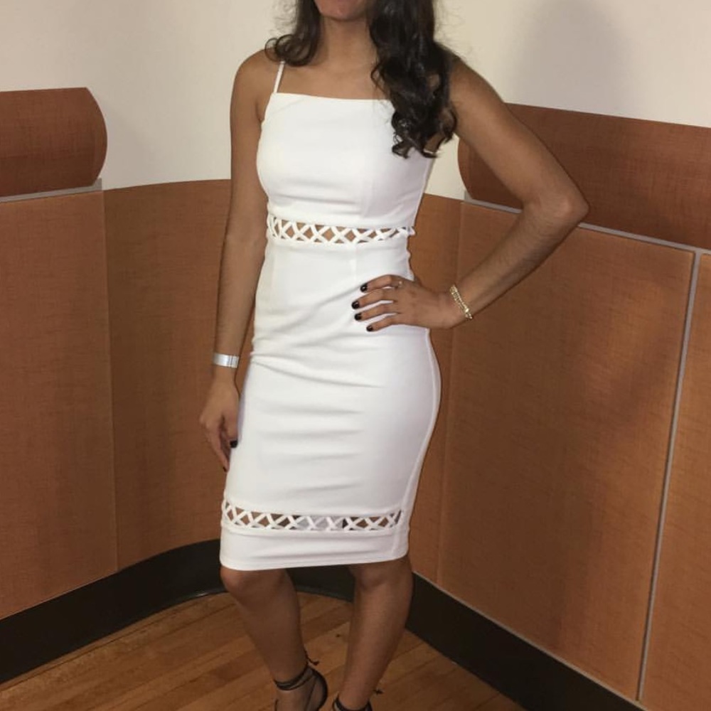 White midi dress
